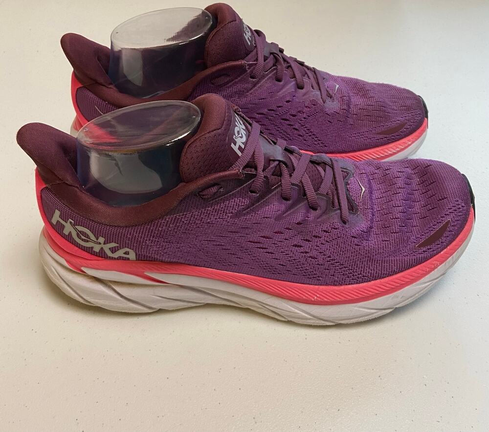 Hoka One One Clifton 8 Grape Wine Women's Running Shoes 9B 1119394 Athletic